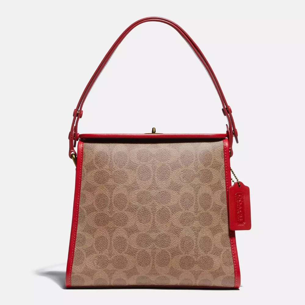COACH Turnlock Shoulder Bag in Signature Coated Canvas